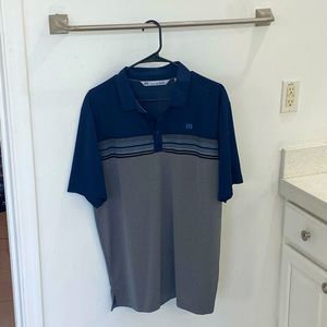 Travis Mathew ‘Otters’ Color Block Polo Blue and Gray Large